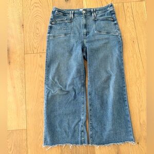 Paige Anessa High Rise Wide Leg Cropped Jeans
